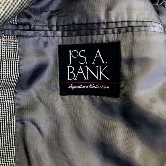 Jos A Bank Signature Sport Coat Windowpane Plaid Silk Wool 44 L Gray - Picture 3 of 13